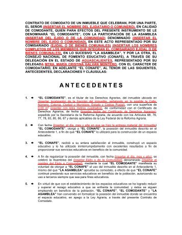 Contrato Comodato con Ejidatario y Asamblea ... - conafe.edu.mx