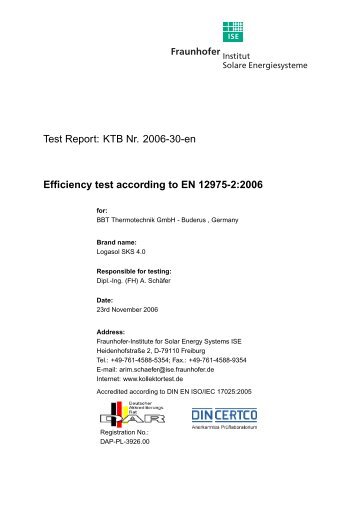 Test Report: KTB Nr. 2006-30-en Efficiency test according to EN ...