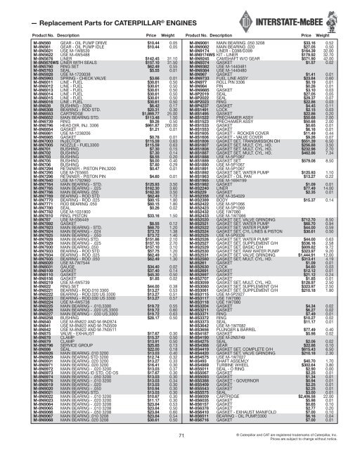 Replacement Parts for CATERPILLARÃ‚Â® Engines - Interstate McBee