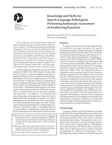 Knowledge and Skills for Speech-Language Pathologists ... - CSHA