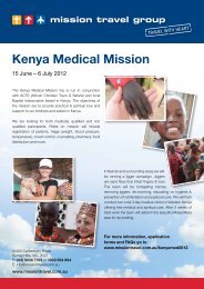 Kenya Medical Mission 2012 - Mission Travel