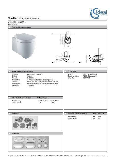 Ersatzteile WC-Sitze - Ideal Standard