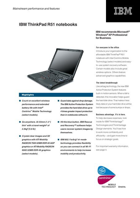 IBM ThinkPad R51 notebooks