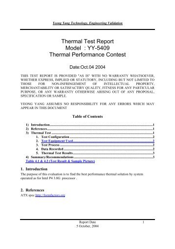 Thermal Test Report Model : YY-5409 Thermal ... - Yeong Yang