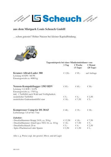 aus dem Mietpark Louis Scheuch GmbH - Agrar-Markt DEPPE