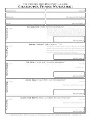 City and Character Sheets - Evil Hat Productions