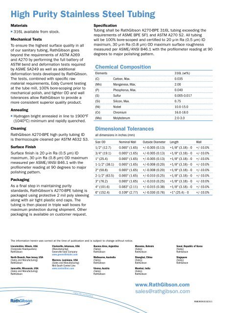 RathGibson A270 BPE Bio-Pharm Tubing - Tri-Canada