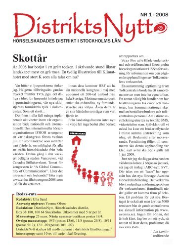 DistriktsNytt nr 1 -08.indd - HÃ¶rselskadades distrikt i Stockholms lÃ¤n