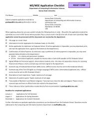 MS/MSE Application Checklist - Computing and Information ...