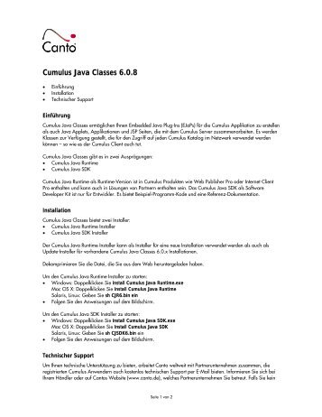 Cumulus Java Classes 6.0.8 - Canto