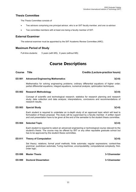 2005 Graduate Catalog and 2004 Annual R & D Report - Sirindhorn ...