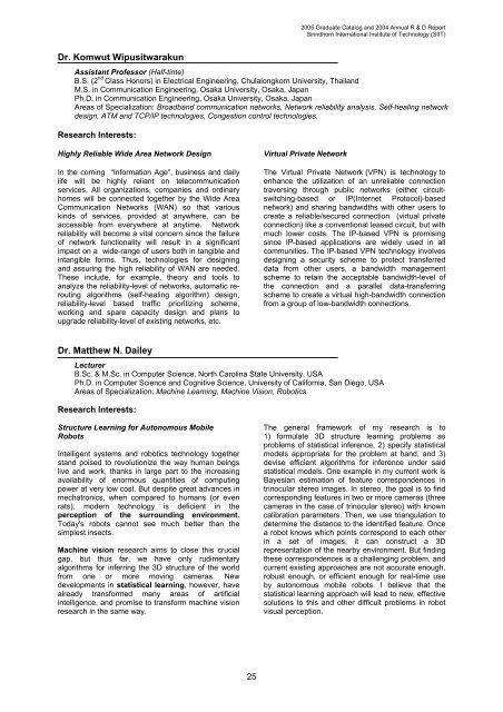 2005 Graduate Catalog and 2004 Annual R & D Report - Sirindhorn ...