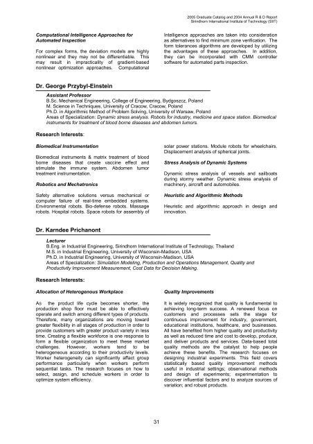 2005 Graduate Catalog and 2004 Annual R & D Report - Sirindhorn ...