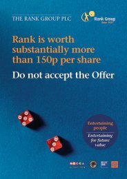 Rank is worth substantially more than 150p per share ... - Rank Group