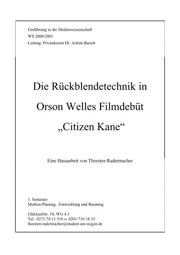 4. Analyse der  Rückblendetechnik in Citizen Kane - medienstudent ...
