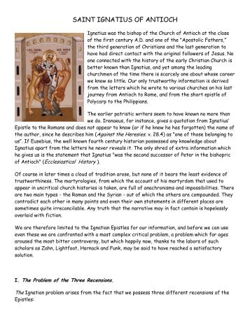 Saint Ignatius of Antioch (pdf) - Ecumenical Catholic Communion