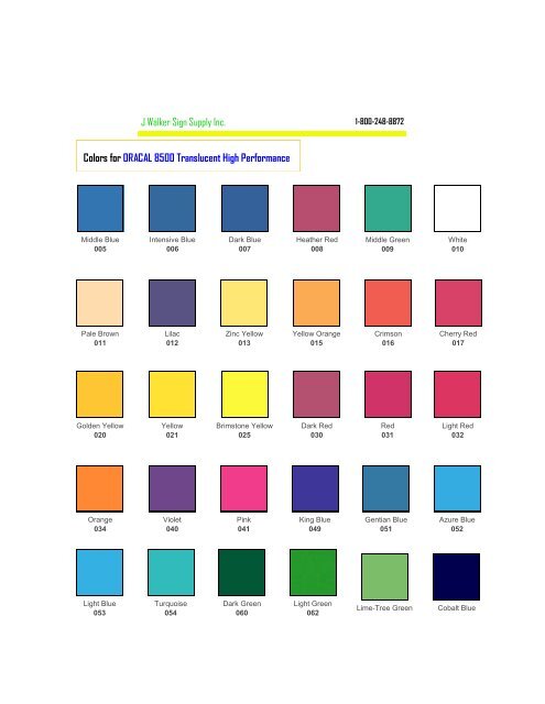 Web Font Color Chart