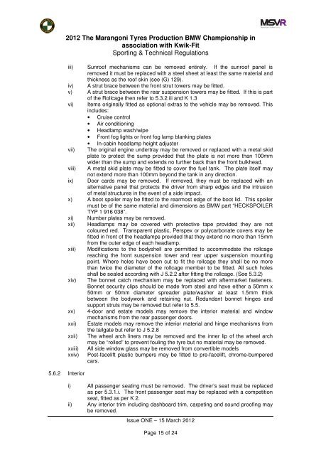 2012 Sporting & Technical Regulations - MotorSport Vision Racing