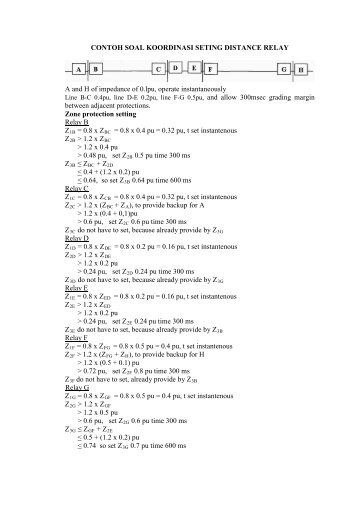 CONTOH SOAL KOORDINASI SETING DISTANCE RELAY A and H ...