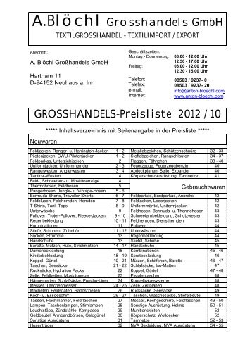 A.blöchl Grosshandels Gmbh Grosshandels-Preisliste 2012 / 10