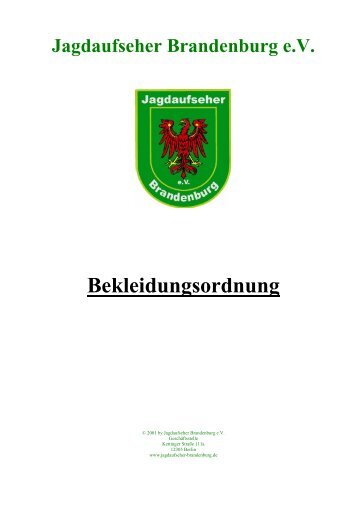 Jagdaufseher Brandenburg eV Bekleidungsordnung
