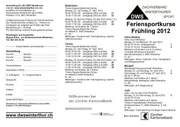 Feriensportkurse Frühling 2012 - Dachverband Winterthurer Sport
