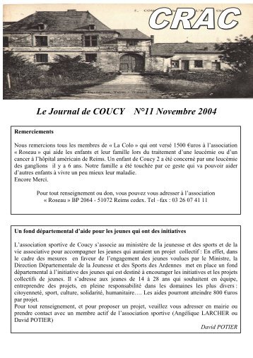 Le Journal de COUCY NÂ°11 Novembre 2004 - Commune de Coucy