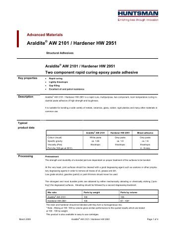 Araldite AW 2101 Hardener HW 2951 eur e - DanLube