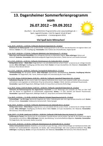 13. Dagersheimer Sommerferienprogramm vom 26.07.2012