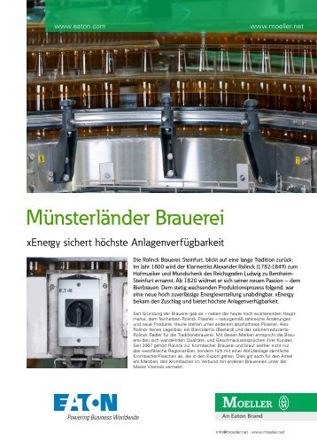 Münsterländer Brauerei - xEnergy sichert höchste - Moeller