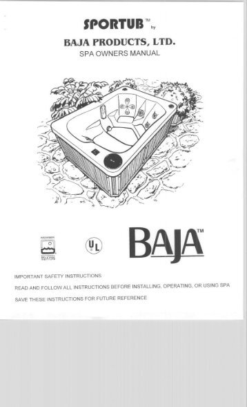 Baja Products Spa Owners Manual - Sportub Series - Old