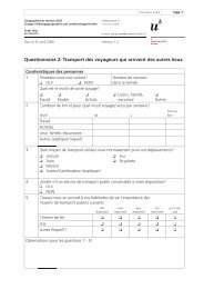Questionnaire 2: Transport des voyageurs qui arrivent des autres lieux