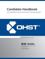 OHST Candidate Handbook - Board of Certified Safety Professionals