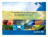 Ãvaluation de la performance du dispositif des CCTT - La SociÃ©tÃ© ...