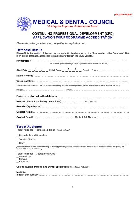 Application for Programme Accreditation - Medical & Dental Council ...