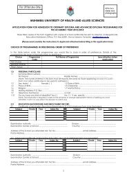 Application Form - Muhimbili University of Health and Allied Sciences