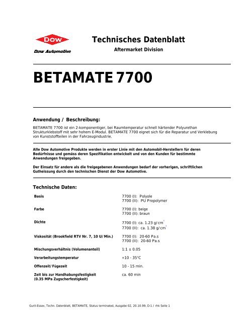 Technisches Datenblatt