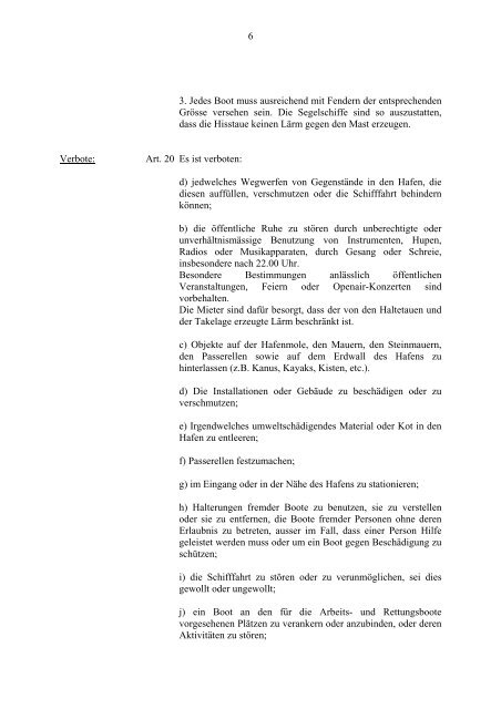 Reglement über den Betrieb des ... - Port de Cheyres-Châbles