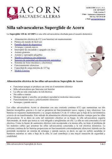 Silla salvaescaleras Superglide de Acorn - geriÃ¡trica sc