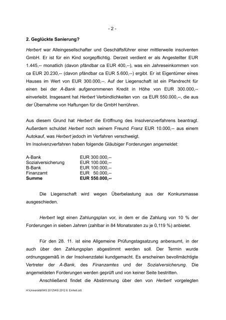 Institut fÃ¼r Zivilverfahrensrecht UniversitÃ¤t Wien Dr. JÃ¼rgen Rassi ...