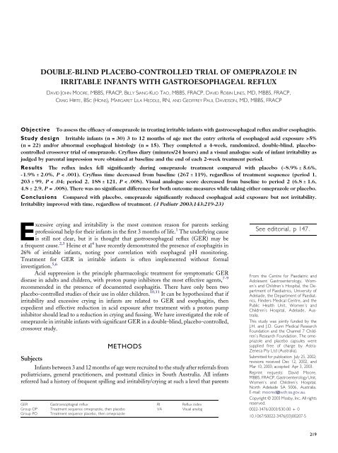 double-blind placebo-controlled trial of omeprazole