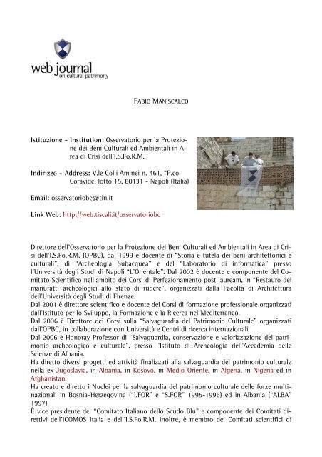 Fabio MANISCALCO - web journal - UniversitÃ  degli studi di Napoli ...