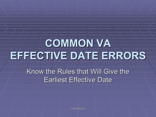 common va effective date errors - Military Order of the Purple Heart