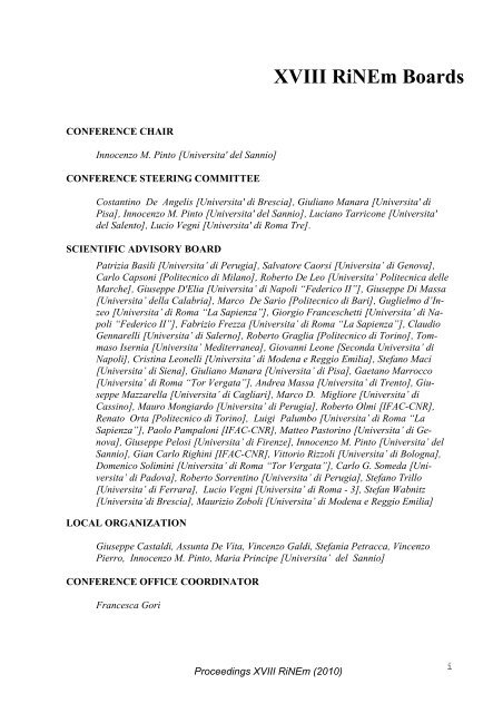 Proceedings of the XVIII RiNEm - NCCR MUST