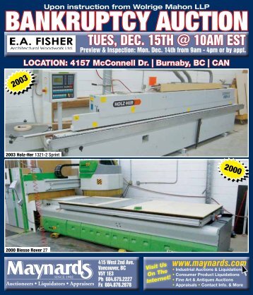 BANKRUPTCY AUCTION - Maynards Industries