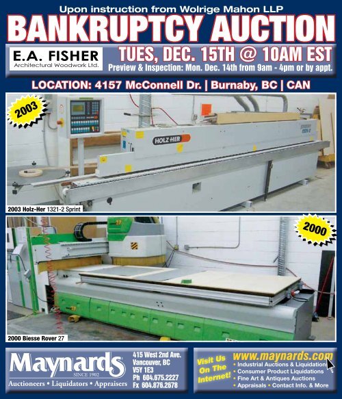 BANKRUPTCY AUCTION - Maynards Industries