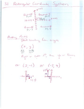 3.1 Rectangular Coordinate System and 3.2 Linear Equations in  Two Variables