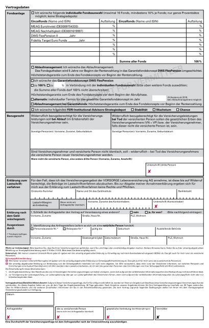 VORSORGE Rente Fonds - Anbieter