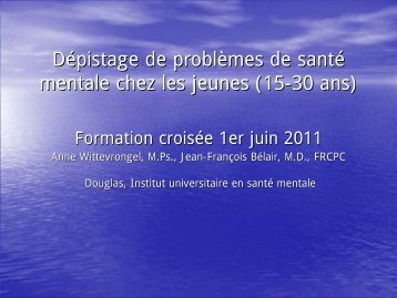 15-30 ans - Institut universitaire en santÃ© mentale Douglas