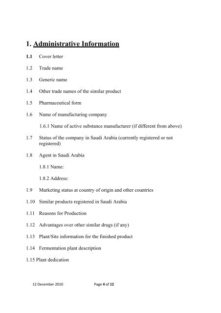 Drug Master File Requirements for the Registration of Biosimilars